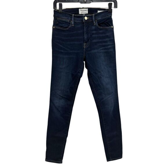 FRAME Women’s Jeans Le High Skinny Size 27  Stretch Hi Rise Dark Blue Wash - Picture 5 of 8
